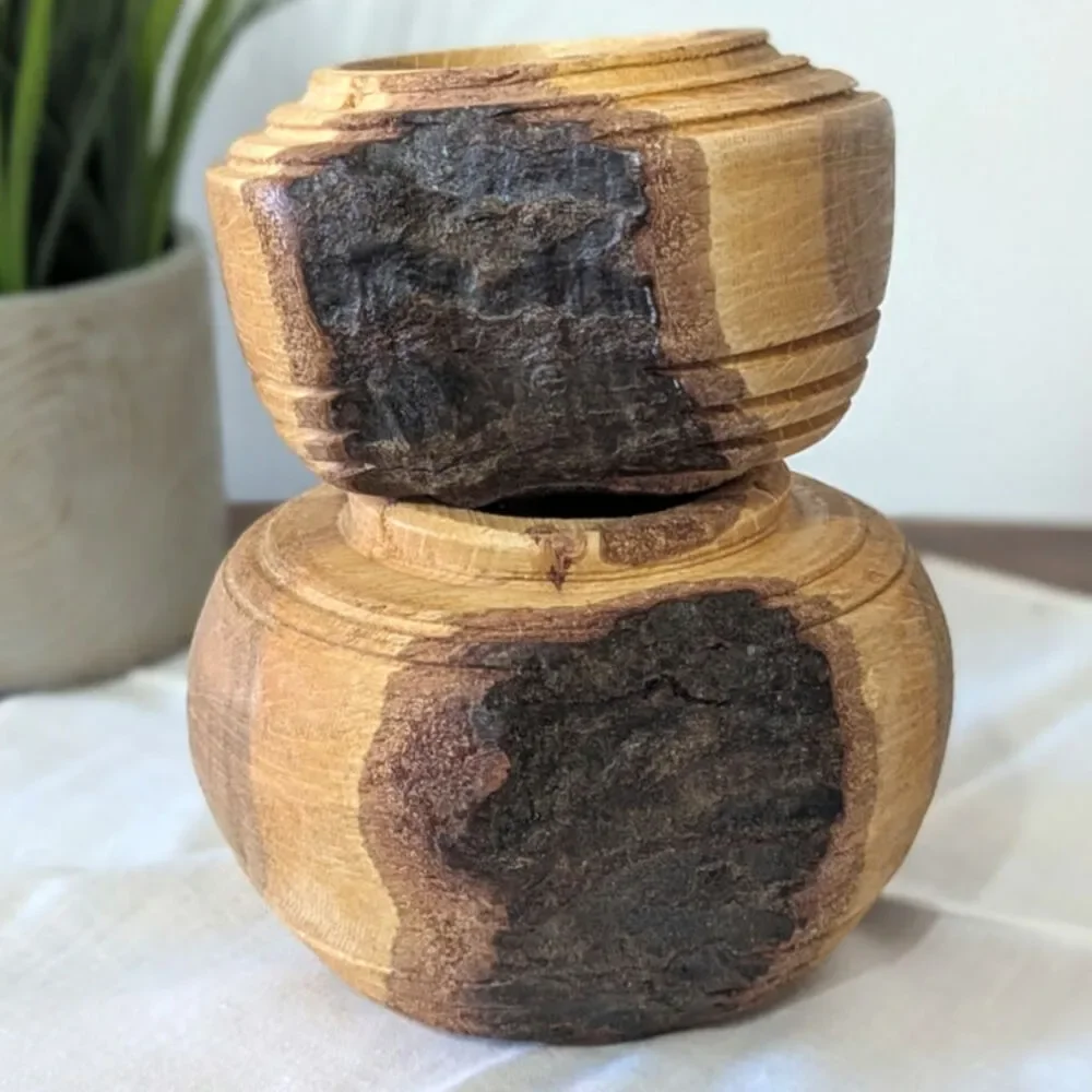 Scandinavian Minimalist Hand-Carved Wood Bowls Raw Organic Sculptural Signed